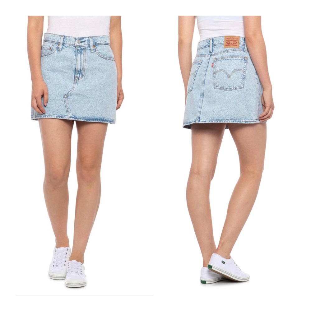 Levi’s Deconstructed ZIP Fly Denim Blue Mini Skirt Size 25 NWT